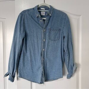 ZARA Denim Button-Down Shirt – Men’s Small